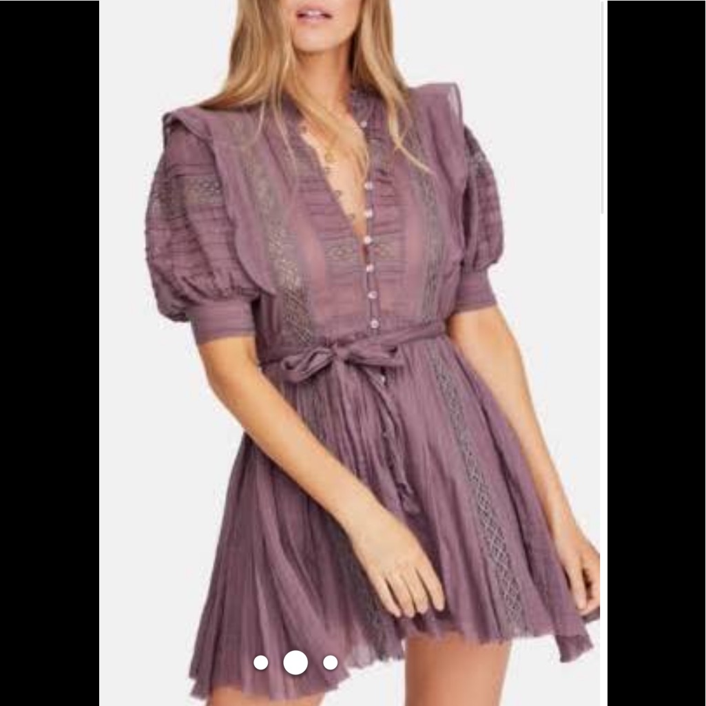Free People Sidney Lace Pintucket Plum Dress